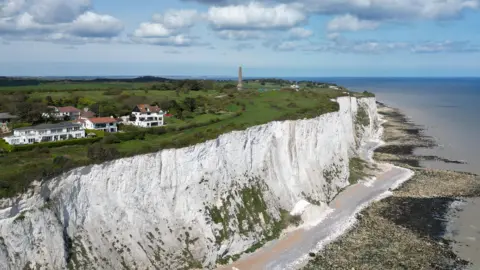 Getty Images A drone view of the chalk cliffs at St Margaret's Bay and the English Channel near the coastal port town of Dover, Kent. 