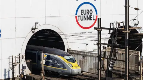 Getty Images A Eurostar train enters the Eurotunnel in Coquelles, northern France.