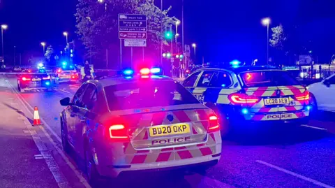 Leicester Media Online Police cars in Welford Road in Leicester