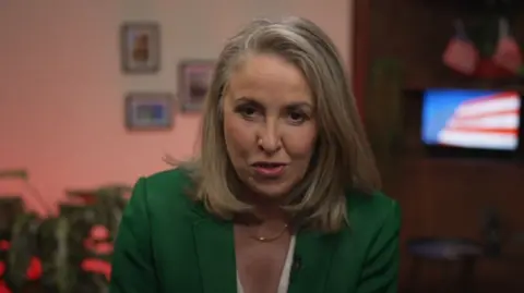 The BBC's Sarah Smith speaks to the camera