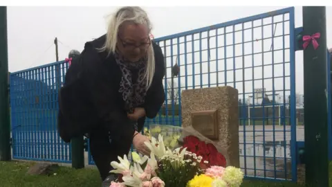 Rita Hole by her daughter's memorial