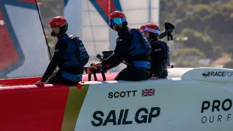 A picture of the British boat in the SailGP series