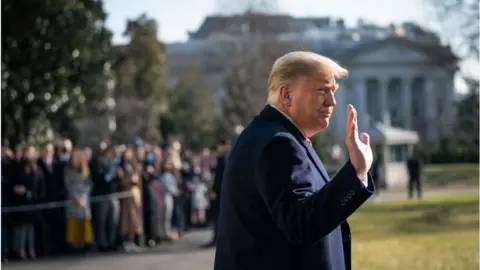 Getty Images Trump departs the White House days after the Capitol riot