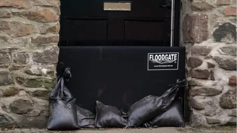 PA Media sandbags in Aberfoyle