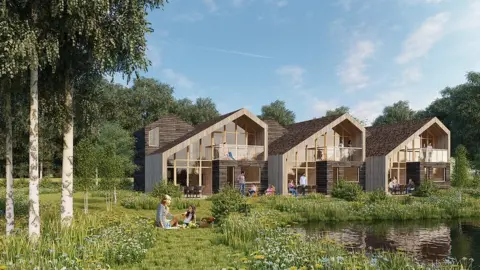 Holder Mathias Architects Artist impression of lodges at site