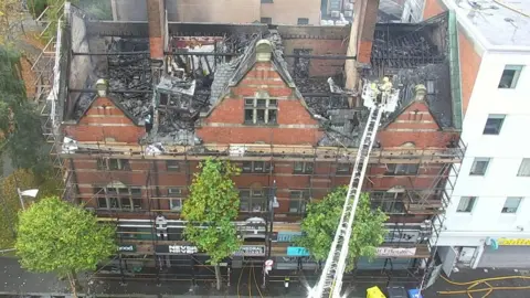 NIFRS An aerial view of the fire damage caused to the Old Cathedral building