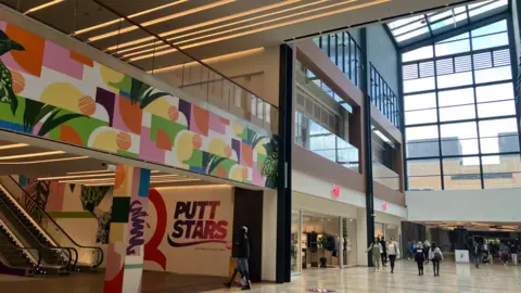 Shariqua Ahmed/BBC Shop frontage of H and M and Puttstars 