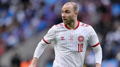 Christian Eriksen plays for Denmark in an international friendly match between Denmark and the DR Congo on June 3, 2026 in Belgium several days before his collapse in a subsequent match.