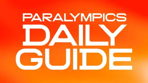 Orange graphic which says Paralympics Daily Guide