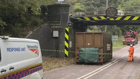 Stapleford Railway Cordon around damaged bridge