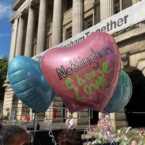 Local Democracy Reporting Service A "Choose Love" balloon