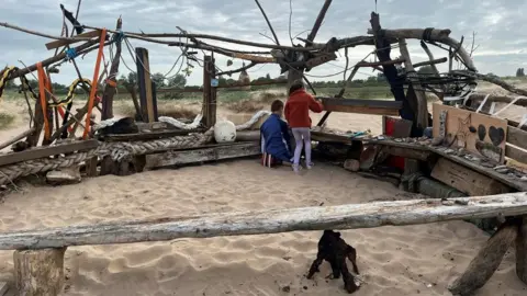 Kay and Faye Pearce Bench being rebuilt by volunteers