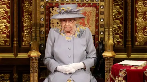 Getty Images The Queen in the Lord's Chamber ahead of the Queen's speech