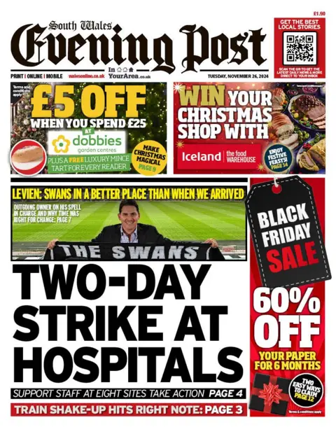 South Wales Evening Post Front page of the South Wales Evening Post 