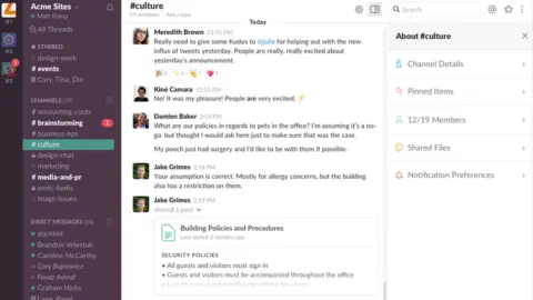 Slack A screengrab from a Slack chat