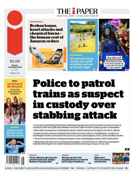  "Police to patrol trains as suspect in custody over stabbing attack."