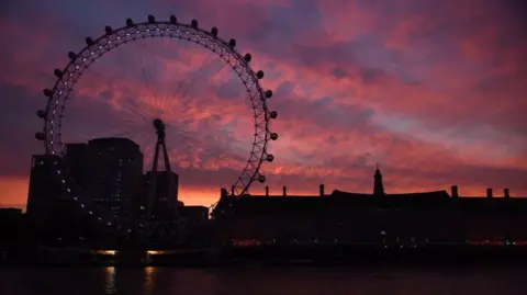 Getty Images Pink sunrise over Westminster