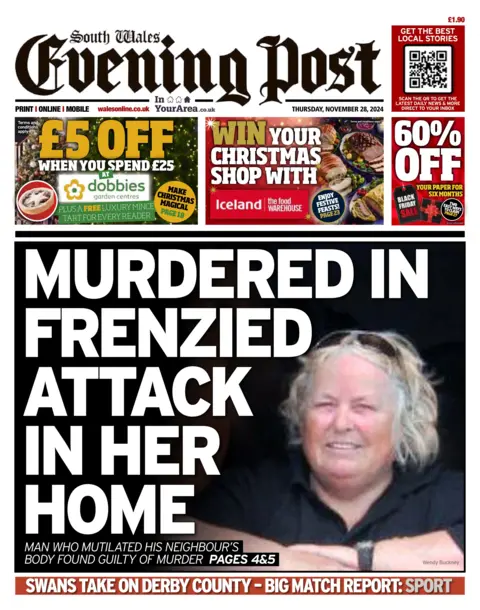 South Wales Evening Post Front page of the South Wales Evening Post 