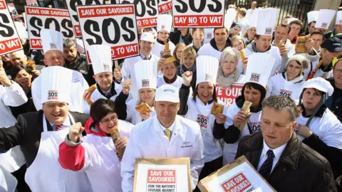 Getty Images Bakers protest over pasty tax