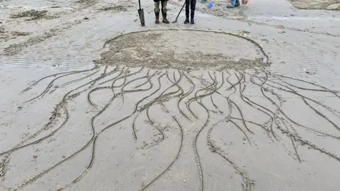 Clare Payne A jellyfish drawn in the beach