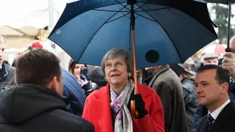 AFP Theresa May on a visit to the Royal Welsh Winter Fair at Builth Wells