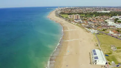 Aerial shot of Sussex coastline