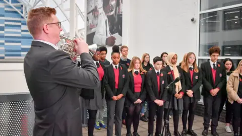 PA Media Music teacher John Hare at St Mary Redcliffe and Temple School, Bristol