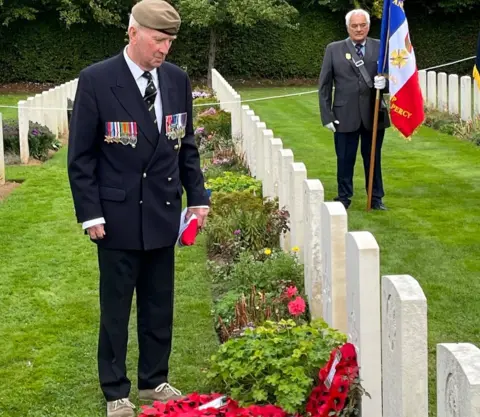 Peter Blyth at his father's grave