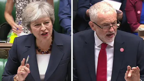 HoC Theresa May and Jeremy Corbyn