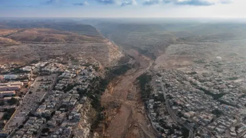 Waleed al-Talib An aerial shot of the Wadi Derna river