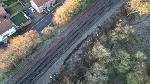 Network Rail Embankment crack at Newington