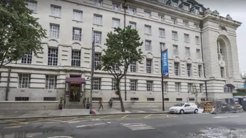 Google Google Street View image showing the front of the County Hall Premier Inn in London