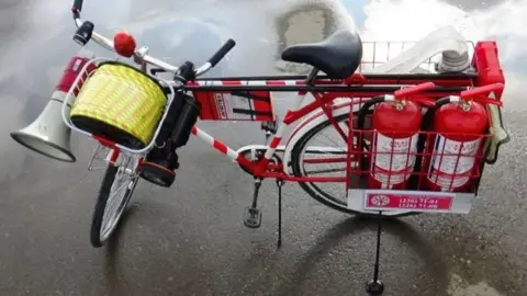 Khalq Sozi Fire-fighting bicycle at Uzbekistan chemical plant