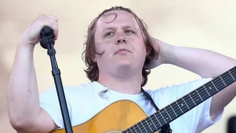 Lewis Capaldi on stage at Glastonbury