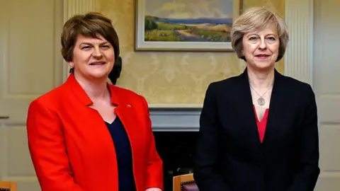 PA Arlene Foster (left), leader of the Democratic Unionist Party, with Prime Minister Theresa May