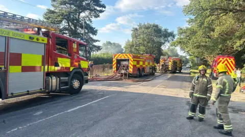 Nottinghamshire Fire and Rescue Service Multiple fire engines on a street in Worksop