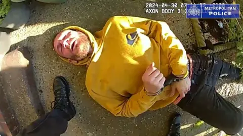 Metropolitan Police Handout screengrab from body cam footage dated 30/4/2024 issued by Metrpolitan Police of the police pursuit and arrest of Marcus Arduini Monzo 