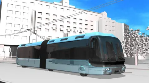 Leeds City Council An artist's impression of a trolleybus