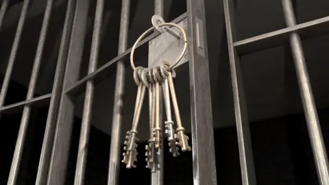 Getty Images Keys in a jail cell door