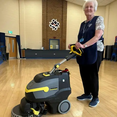 Penguin PR Mary Irwin with scrubber