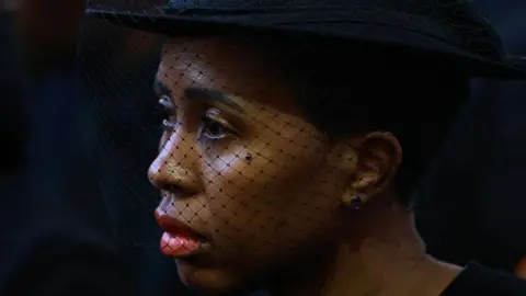 Gallo Images via Getty Images Tasila Lungu at a requiem mass for her later father in South Africa in June.
