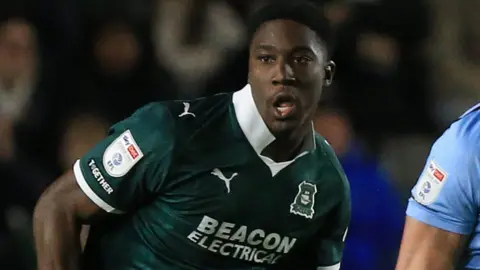 Bim Pepple in action for Plymouth Argyle