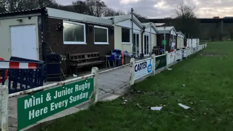 Littleborough Sports Club: a series of pavillions overlooking a grass pitch