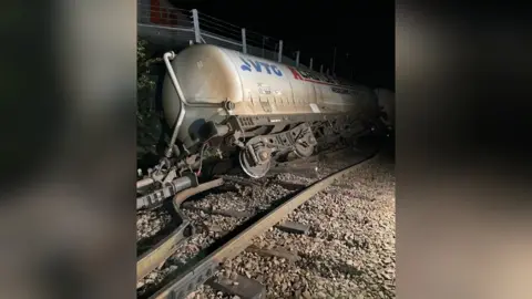 Network rail Freight train derails in Carlisle