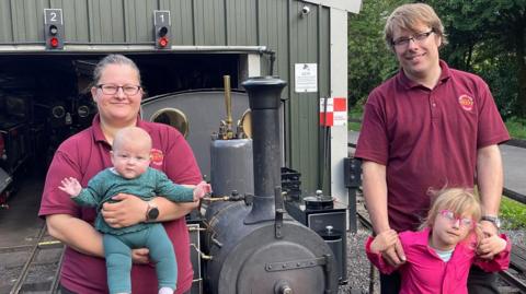 Adam, new owner of Rudyard Lake Steam Railway, with his family