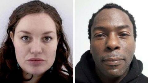 Police headshots of Mark Gordon and Constance Marten against a white background