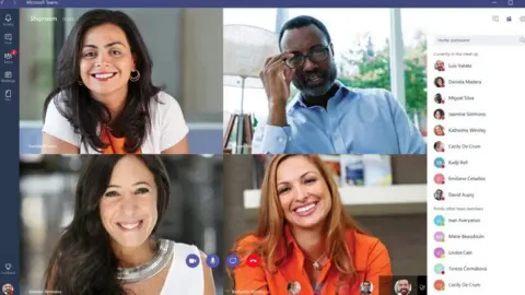 Microsoft Teams Four people on a Microsoft Teams call