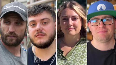 A composite image of four people speaking about city centre issues.