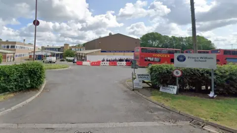 Google School entrance of Prince William School in Oundle