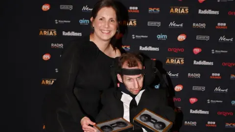 BBC Lindsey and Rob Burrow with their Aria awards